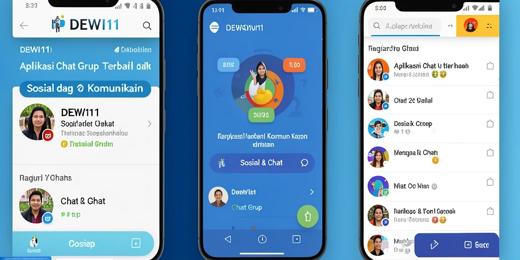 Tampilan antarmuka DEWI11 yang interaktif dan menarik untuk Chat Grup.