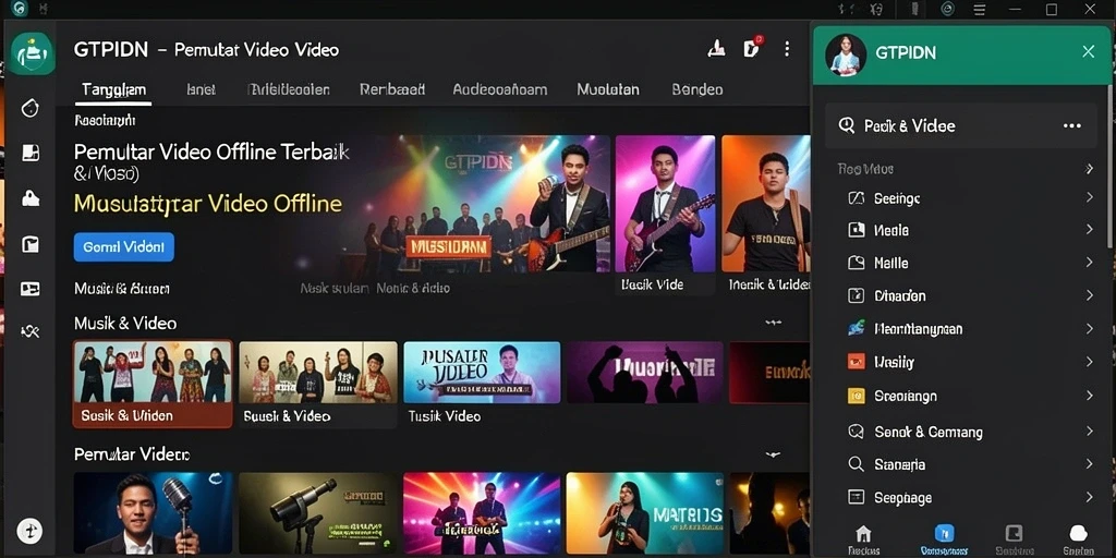 Antarmuka GTPIDN yang menarik untuk Pemutar Video Offline.