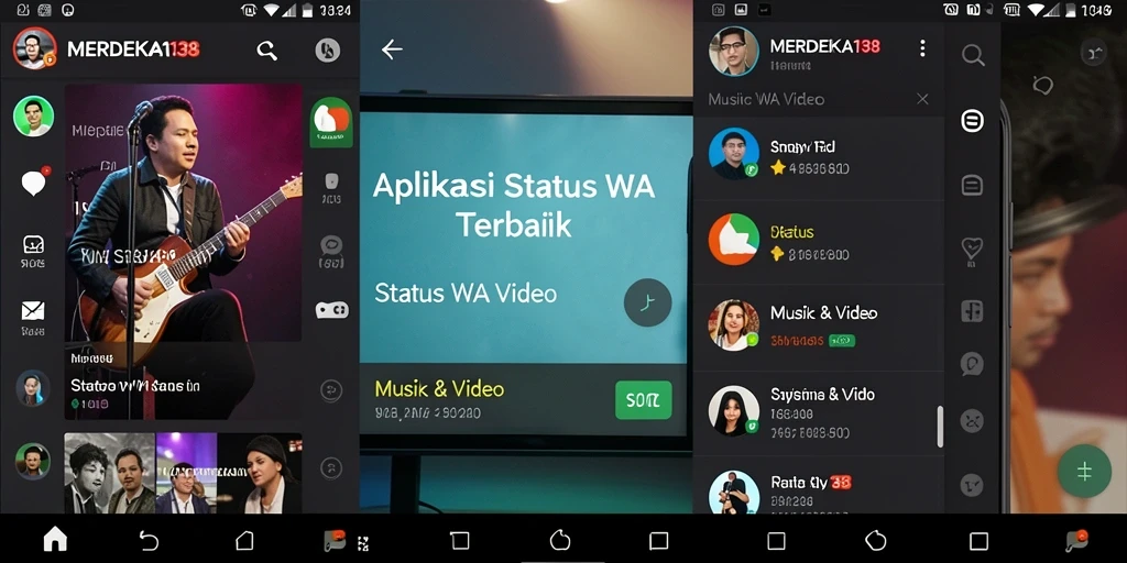 Tampilan menarik aplikasi MERDEKA138 dengan koleksi video status.