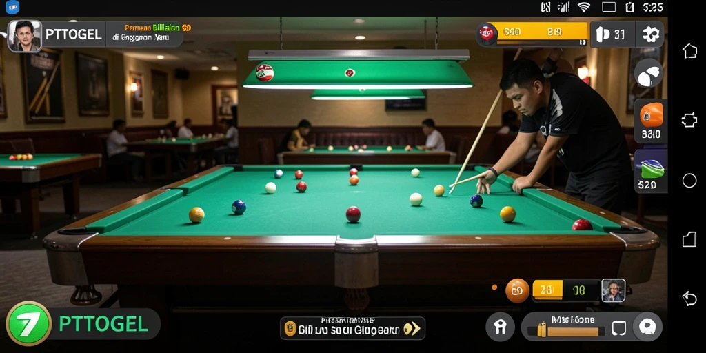 Antarmuka permainan billiard PTTOGEL yang menakjubkan dan interaktif.