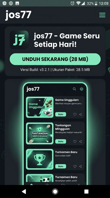Tampilan halaman APK jos77